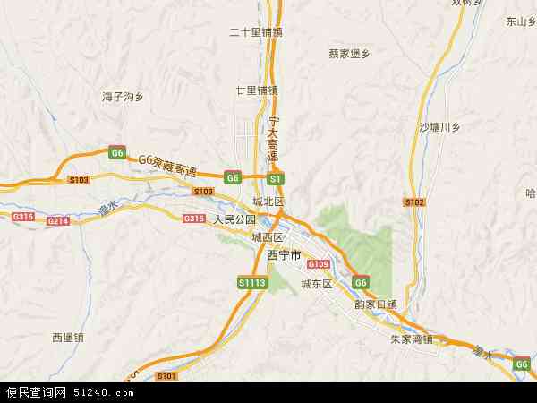 中国青海省西宁市城北区地图(卫星地图)