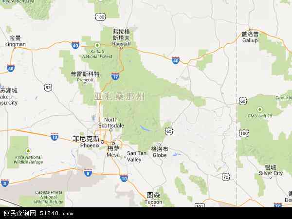 亚利桑那地图 - 亚利桑那电子地图 - 亚利桑那高清地图 - 2024年亚利桑那地图