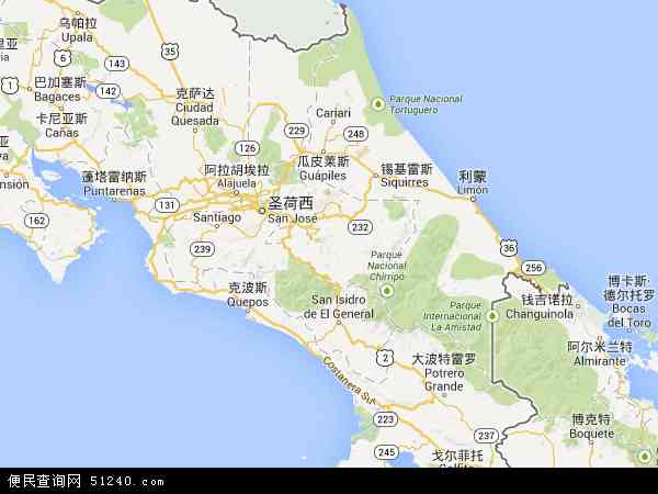 哥斯达黎加地图 - 哥斯达黎加电子地图 - 哥斯达黎加高清地图 - 2024年哥斯达黎加地图