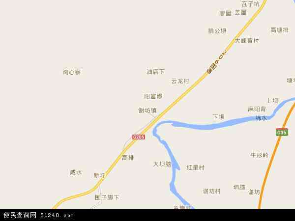 谢坊镇地图 - 谢坊镇电子地图 - 谢坊镇高清地图 - 2024年谢坊镇地图