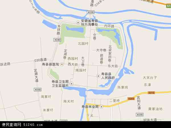 中国安徽省六安市寿县寿春镇地图(卫星地图)