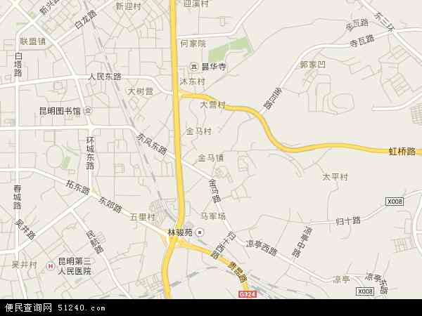 中国云南省昆明市官渡区金马地图(卫星地图)