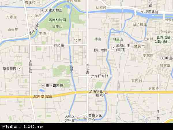 中国山东省济南市天桥区南村地图(卫星地图)