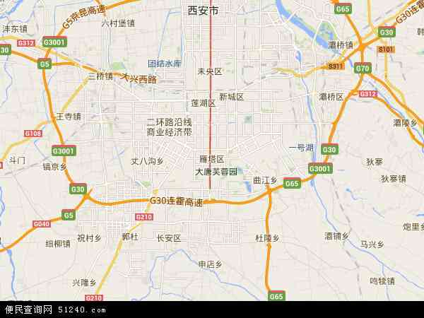 中国陕西省西安市雁塔区地图(卫星地图)