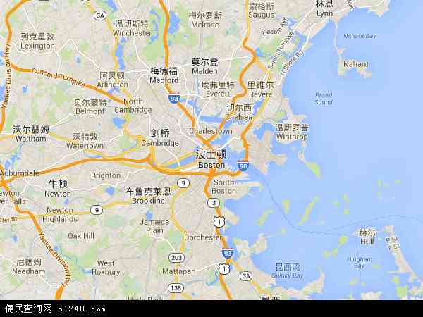 波士顿地图 - 波士顿电子地图 - 波士顿高清地图 - 2024年波士顿地图