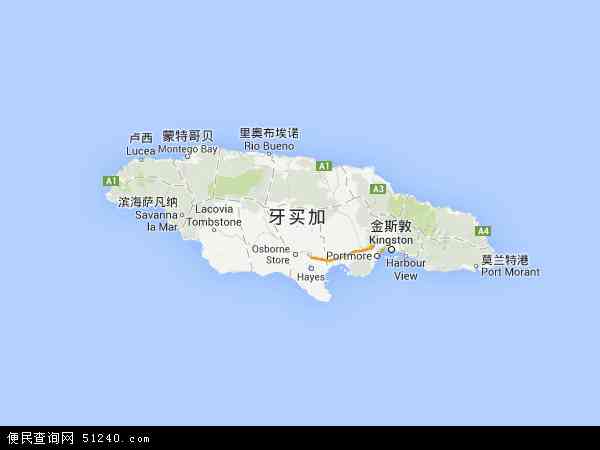 牙买加地图 - 牙买加电子地图 - 牙买加高清地图 - 2024年牙买加地图