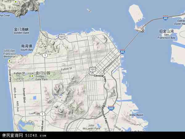 旧金山地形图 - 旧金山地形图高清版 - 2024年旧金山地形图