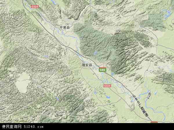 隆安县地形图 - 隆安县地形图高清版 - 2024年隆安县地形图