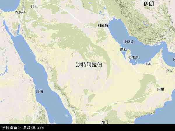 沙特阿拉伯地形图 - 沙特阿拉伯地形图高清版 - 2024年沙特阿拉伯地形图