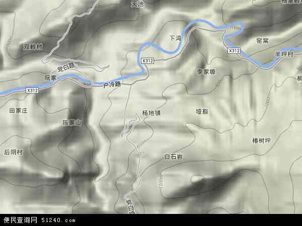 杨地镇地形图 - 杨地镇地形图高清版 - 2024年杨地镇地形图