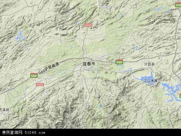 袁州区地形地图