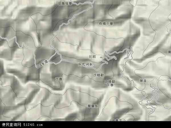 阿扎河乡地形图 - 阿扎河乡地形图高清版 - 2024年阿扎河乡地形图