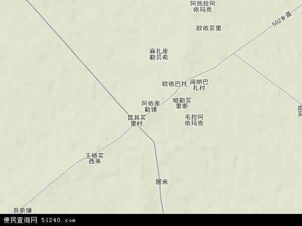 阿依库勒镇地形图 - 阿依库勒镇地形图高清版 - 2024年阿依库勒镇地形图