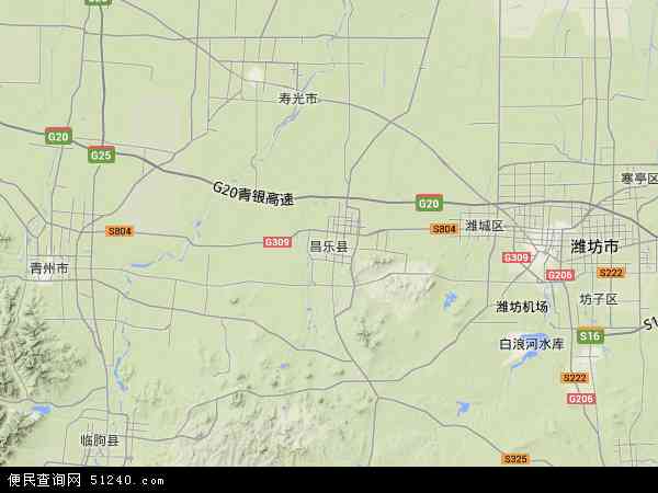 昌乐县地形图 - 昌乐县地形图高清版 - 2024年昌乐县地形图