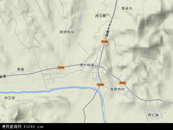 虎什哈镇地形图 - 虎什哈镇地形图高清版 - 2024年虎什哈镇地形图