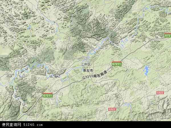 江州区地形图 - 江州区地形图高清版 - 2024年江州区地形图