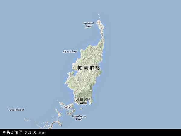 帕劳群岛地形图 - 帕劳群岛地形图高清版 - 2024年帕劳群岛地形图