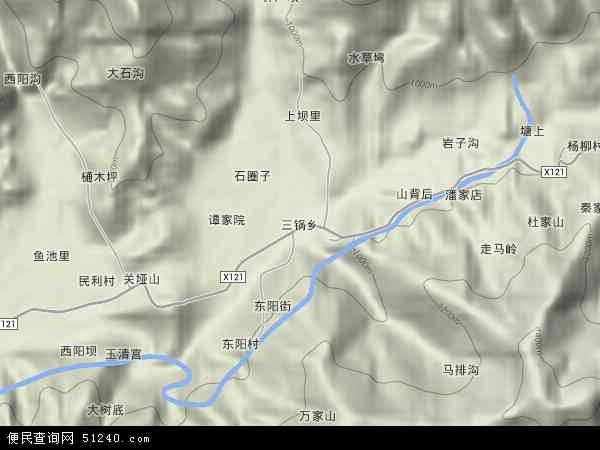 三锅乡地形图 - 三锅乡地形图高清版 - 2024年三锅乡地形图