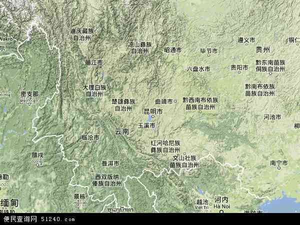 云南省地形图 - 云南省地形图高清版 - 2024年云南省地形图