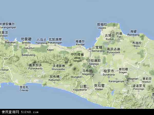 中爪哇地形图 - 中爪哇地形图高清版 - 2024年中爪哇地形图