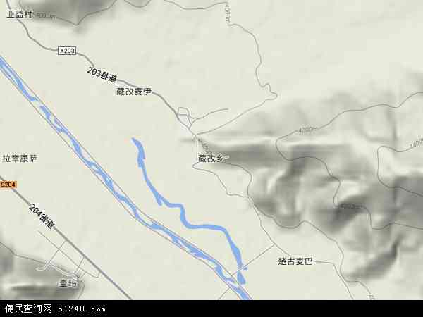藏改乡地形图 - 藏改乡地形图高清版 - 2024年藏改乡地形图