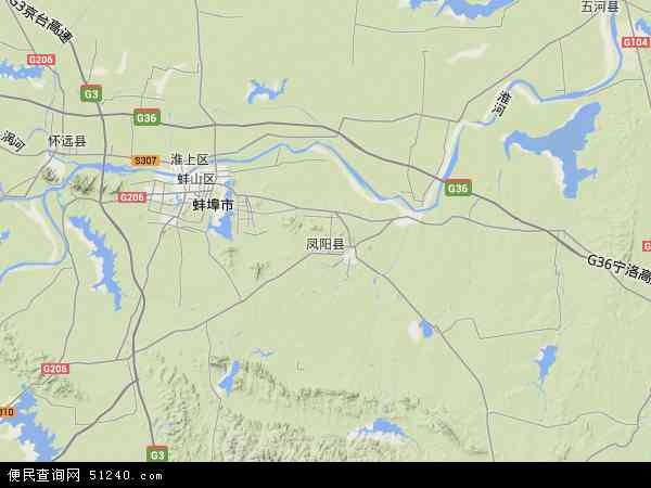 凤阳县地形图 - 凤阳县地形图高清版 - 2024年凤阳县地形图