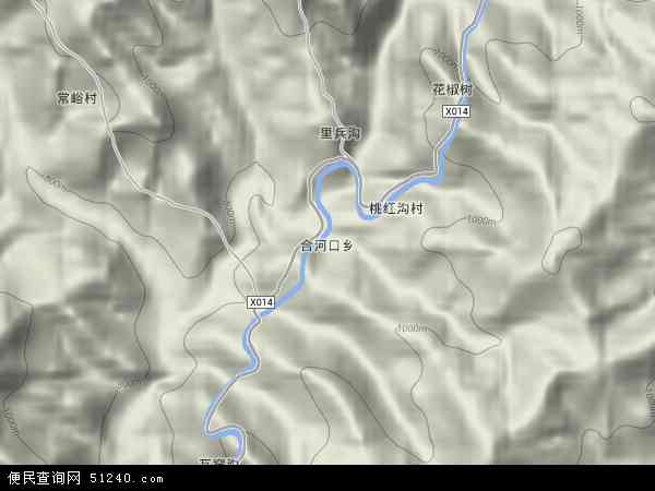 合河口乡地形图 - 合河口乡地形图高清版 - 2024年合河口乡地形图