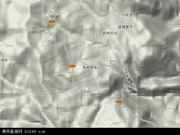 热柯觉乡地形图 - 热柯觉乡地形图高清版 - 2024年热柯觉乡地形图