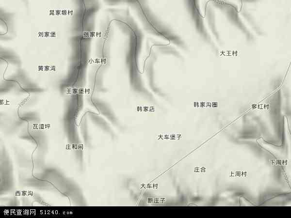 韩家镇地形图 - 韩家镇地形图高清版 - 2024年韩家镇地形图