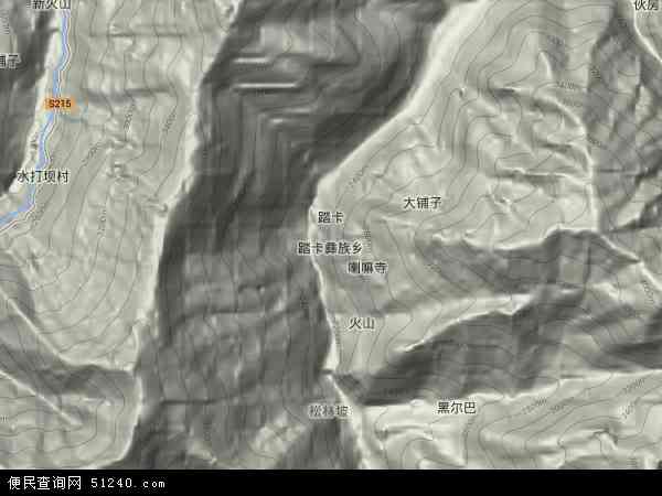 踏卡彝族乡地形图 - 踏卡彝族乡地形图高清版 - 2024年踏卡彝族乡地形图