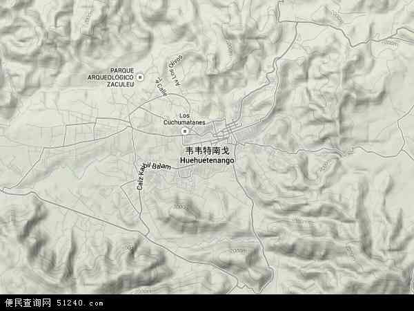 韦韦特南戈地形图 - 韦韦特南戈地形图高清版 - 2024年韦韦特南戈地形图