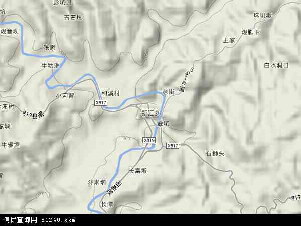 新江乡地形图 - 新江乡地形图高清版 - 2024年新江乡地形图