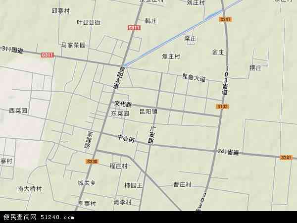 中国河南省平顶山市叶县昆阳镇地图(卫星地图)