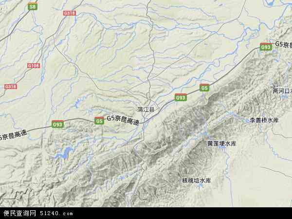 蒲江县地形图 - 蒲江县地形图高清版 - 2024年蒲江县地形图