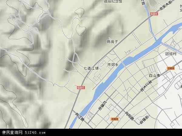 七道江镇地形图 - 七道江镇地形图高清版 - 2024年七道江镇地形图