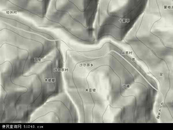 沙尔宗乡地形图 - 沙尔宗乡地形图高清版 - 2024年沙尔宗乡地形图