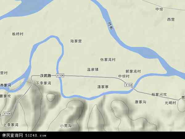 温泉镇地形地图