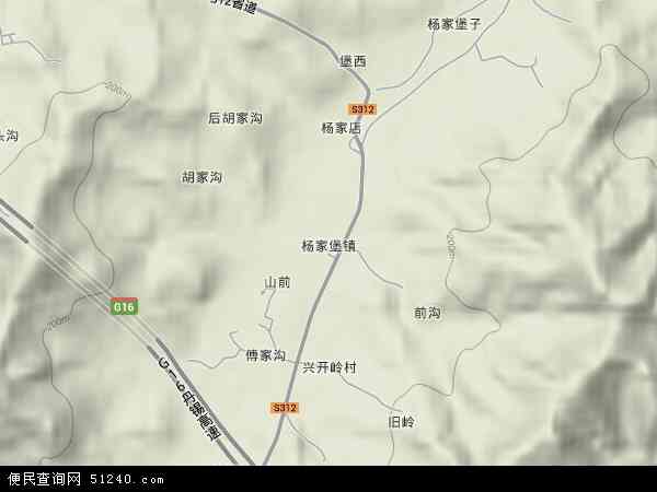 杨家堡镇地形图 - 杨家堡镇地形图高清版 - 2024年杨家堡镇地形图