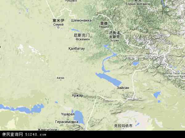 东哈萨克斯坦地形图 - 东哈萨克斯坦地形图高清版 - 2024年东哈萨克斯坦地形图