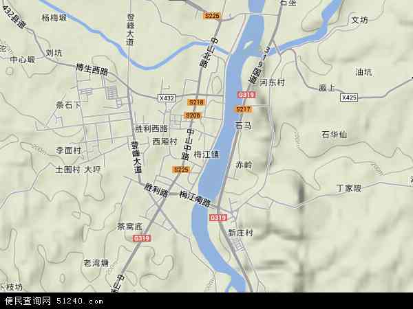 梅江镇地形图 - 梅江镇地形图高清版 - 2024年梅江镇地形图