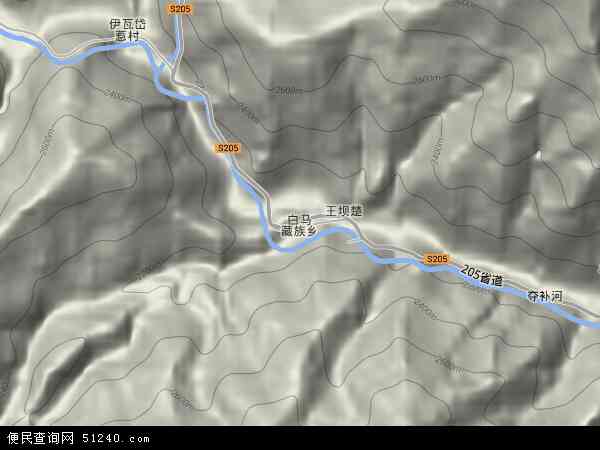 白马藏族乡地形图 - 白马藏族乡地形图高清版 - 2024年白马藏族乡地形图