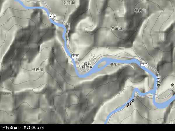 阔达藏族乡地形图 - 阔达藏族乡地形图高清版 - 2024年阔达藏族乡地形图