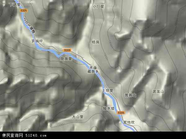 木座藏族乡地形图 - 木座藏族乡地形图高清版 - 2024年木座藏族乡地形图