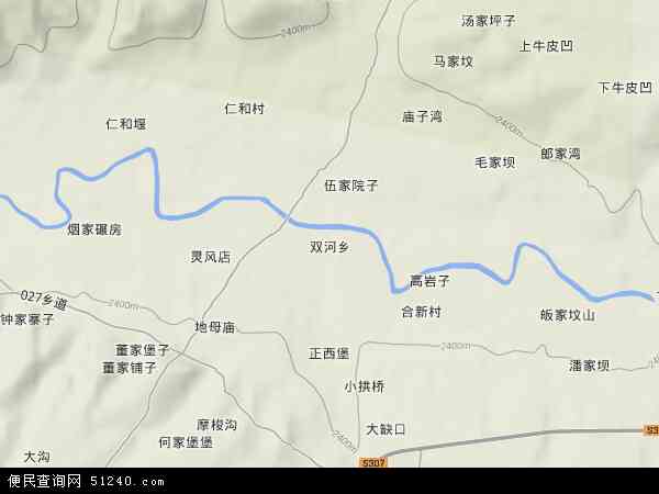 双河乡地形图 - 双河乡地形图高清版 - 2024年双河乡地形图