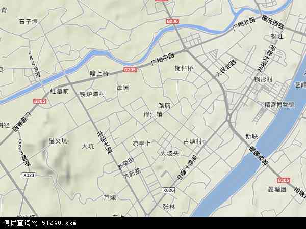 程江镇地形图 - 程江镇地形图高清版 - 2024年程江镇地形图