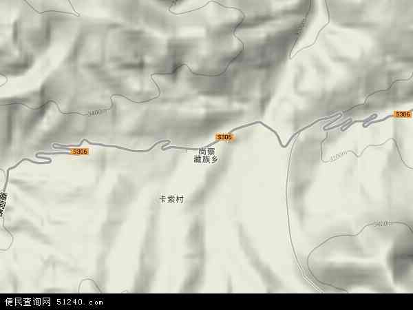 岗察藏族乡地形图 - 岗察藏族乡地形图高清版 - 2024年岗察藏族乡地形图