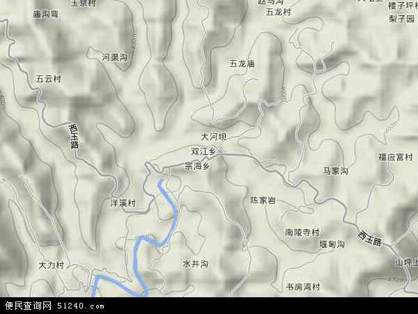 双江乡地形图 - 双江乡地形图高清版 - 2024年双江乡地形图