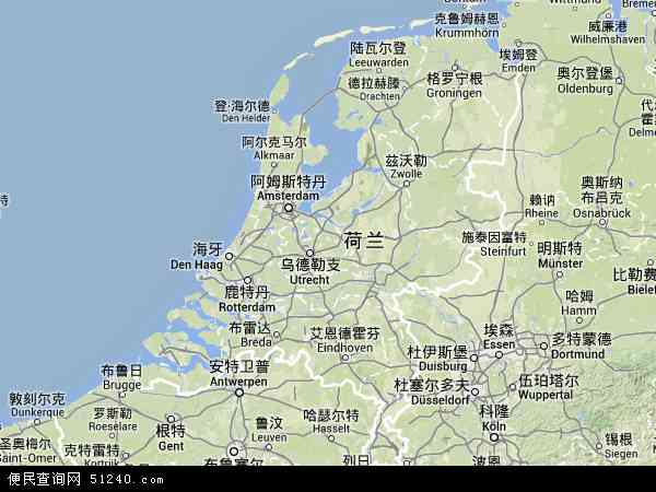 荷兰地形图 - 荷兰地形图高清版 - 2024年荷兰地形图