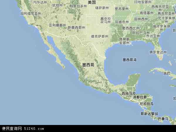 墨西哥地形图 - 墨西哥地形图高清版 - 2024年墨西哥地形图
