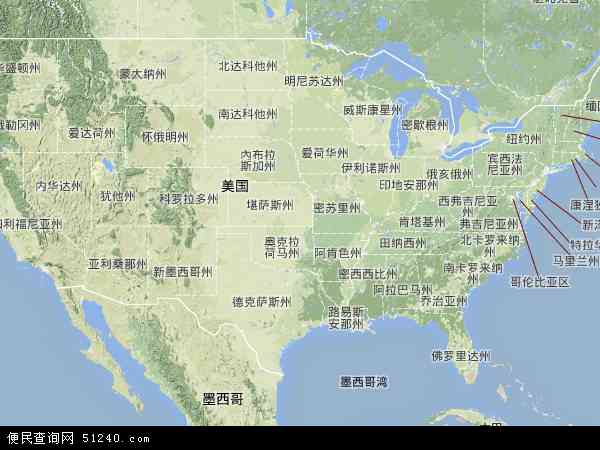 美国地形图 - 美国地形图高清版 - 2024年美国地形图